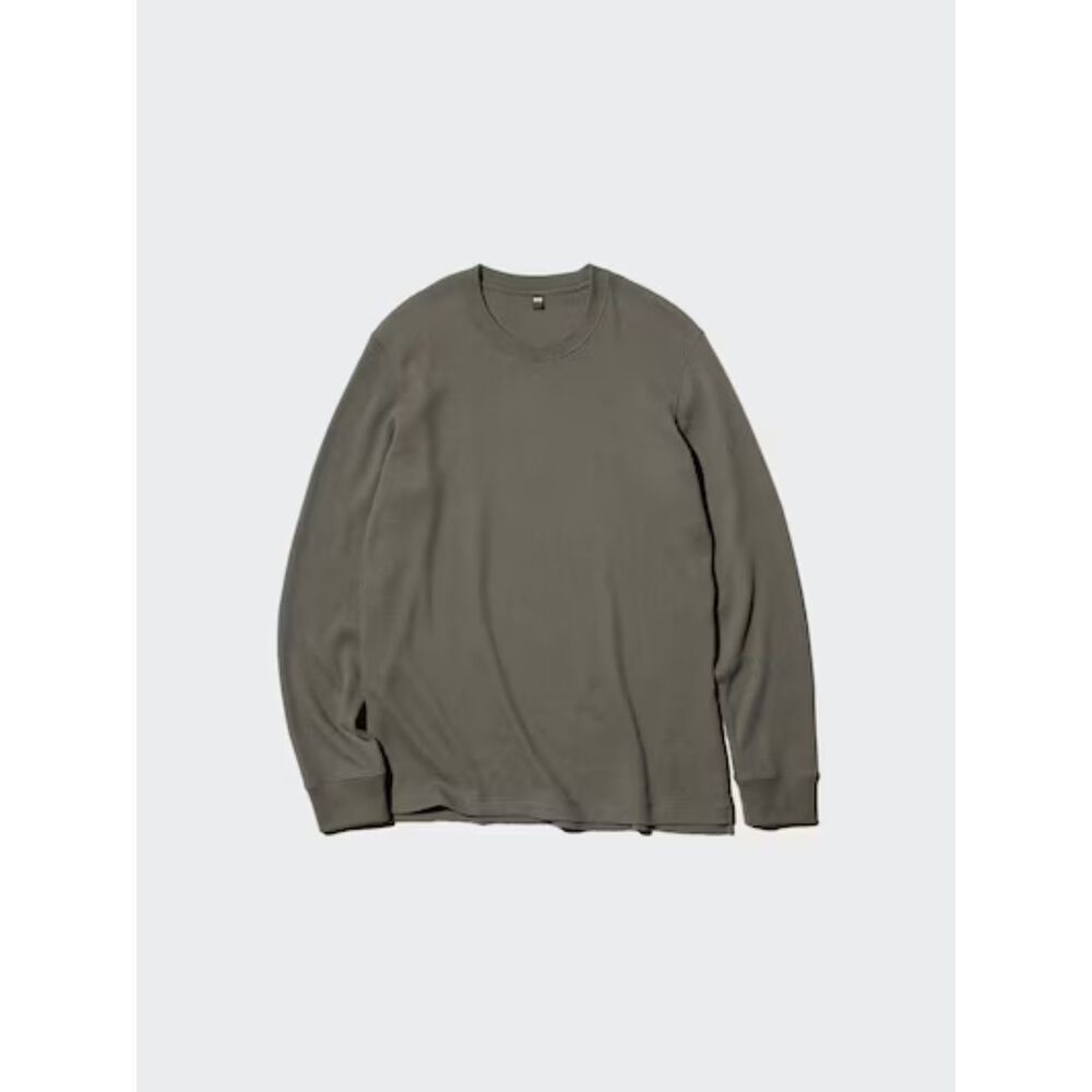 UNIQLO Waffle Long Sleeve Henley with Side Pockets